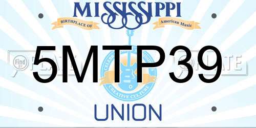 5MTP39 Mississippi License Plate