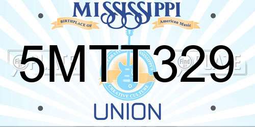 5MTT329 Mississippi License Plate