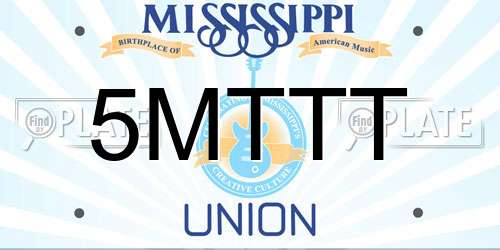 5MTTT Mississippi License Plate