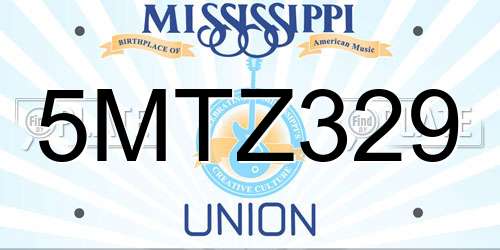 5MTZ329 Mississippi License Plate