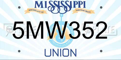 5MW352 Mississippi License Plate