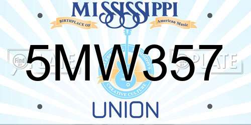 5MW357 Mississippi License Plate