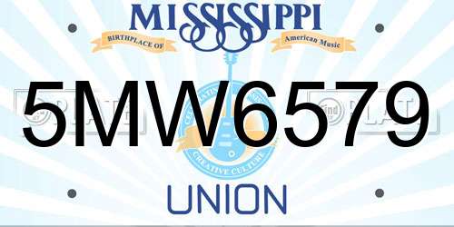 5MW6579 Mississippi License Plate