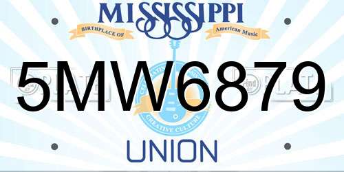 5MW6879 Mississippi License Plate