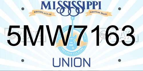 5MW7163 Mississippi License Plate