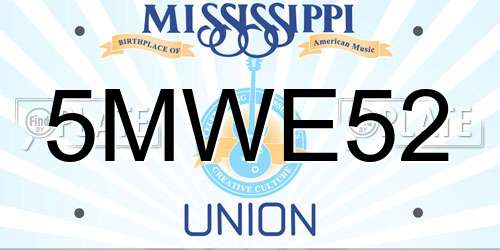 5MWE52 Mississippi License Plate