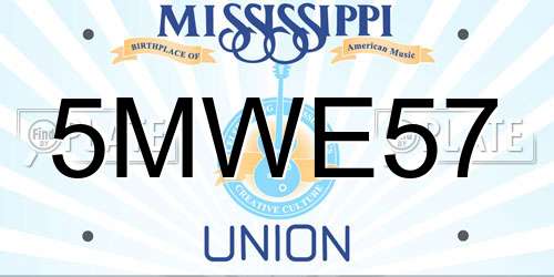5MWE57 Mississippi License Plate