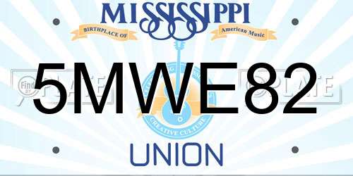 5MWE82 Mississippi License Plate