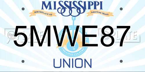 5MWE87 Mississippi License Plate