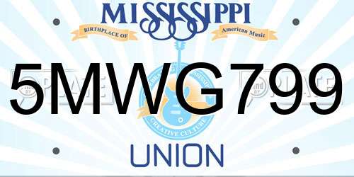 5MWG799 Mississippi License Plate