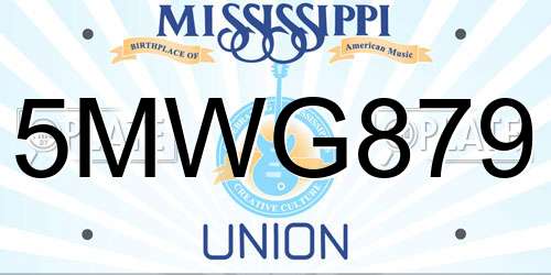 5MWG879 Mississippi License Plate