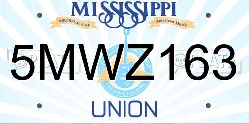 5MWZ163 Mississippi License Plate