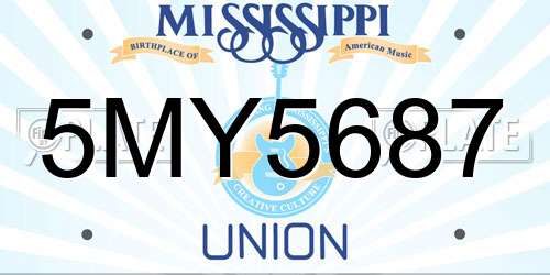 5MY5687 Mississippi License Plate