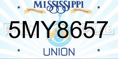 5MY8657 Mississippi License Plate