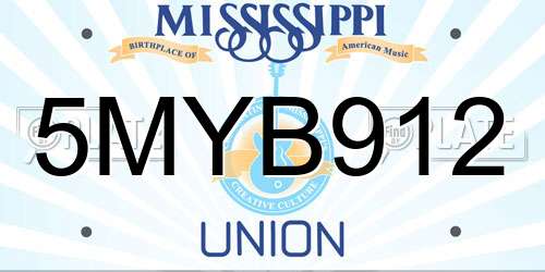 5MYB912 Mississippi License Plate