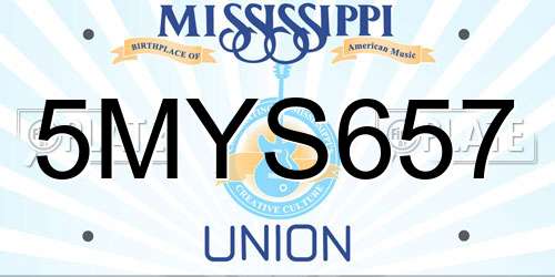 5MYS657 Mississippi License Plate