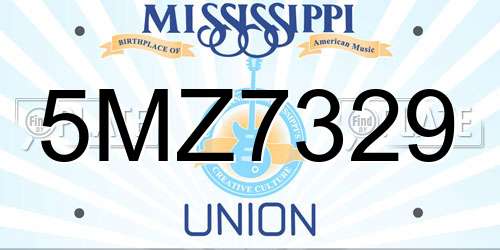5MZ7329 Mississippi License Plate