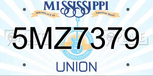5MZ7379 Mississippi License Plate