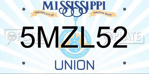 5MZL52 Mississippi License Plate
