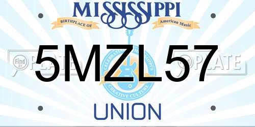 5MZL57 Mississippi License Plate