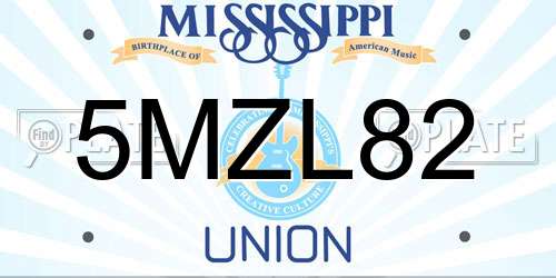 5MZL82 Mississippi License Plate