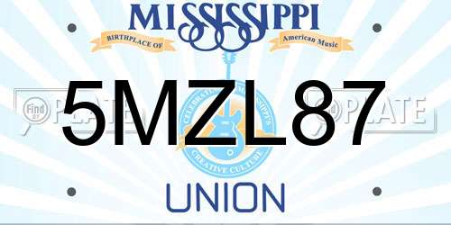 5MZL87 Mississippi License Plate
