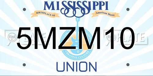 5MZM10 Mississippi License Plate
