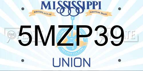 5MZP39 Mississippi License Plate