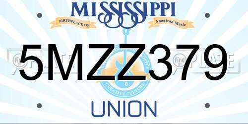 5MZZ379 Mississippi License Plate