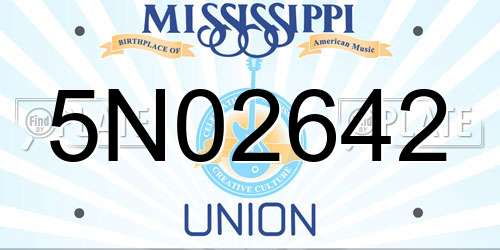 5N02642 Mississippi License Plate