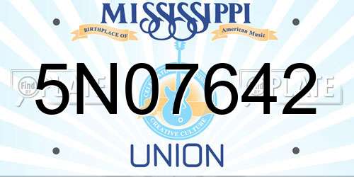 5N07642 Mississippi License Plate