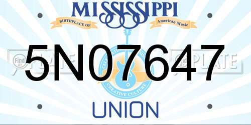 5N07647 Mississippi License Plate