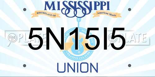 5N15I5 Mississippi License Plate