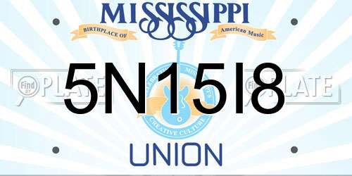 5N15I8 Mississippi License Plate