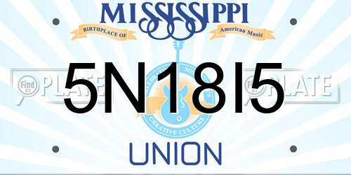 5N18I5 Mississippi License Plate