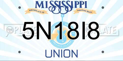 5N18I8 Mississippi License Plate