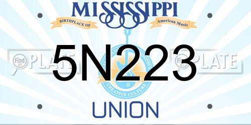 5N223 Mississippi License Plate