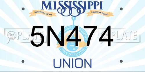 5N474 Mississippi License Plate