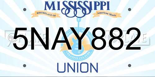 5NAY882 Mississippi License Plate
