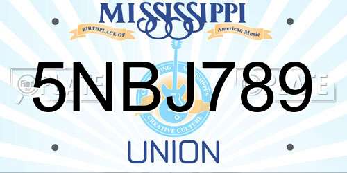 5NBJ789 Mississippi License Plate