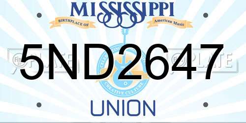 5ND2647 Mississippi License Plate
