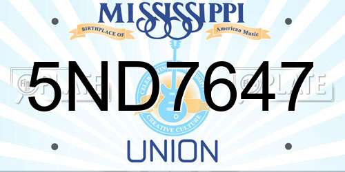 5ND7647 Mississippi License Plate