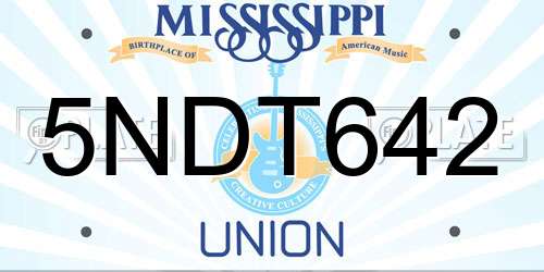 5NDT642 Mississippi License Plate