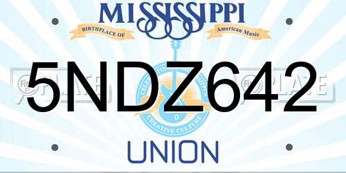 5NDZ642 Mississippi License Plate