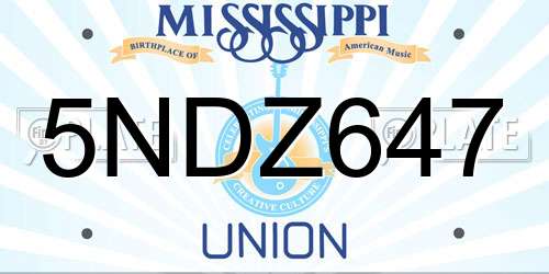 5NDZ647 Mississippi License Plate