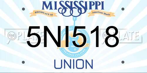 5NI518 Mississippi License Plate