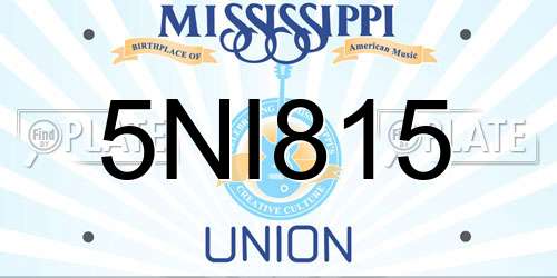 5NI815 Mississippi License Plate