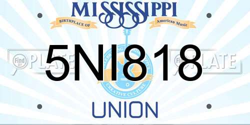 5NI818 Mississippi License Plate