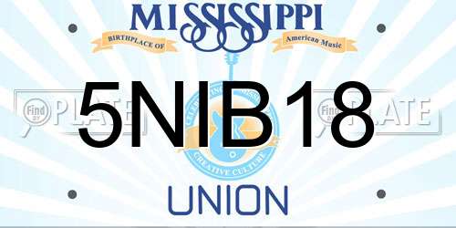 5NIB18 Mississippi License Plate