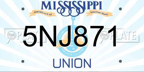 5NJ871 Mississippi License Plate